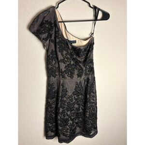 French Connection Leaf Applique Beaded One-Shoulder Formal Mini Dress Size 2